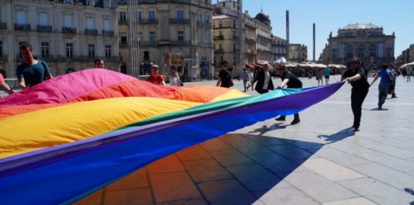 Le drapeau gay original à Montpellier