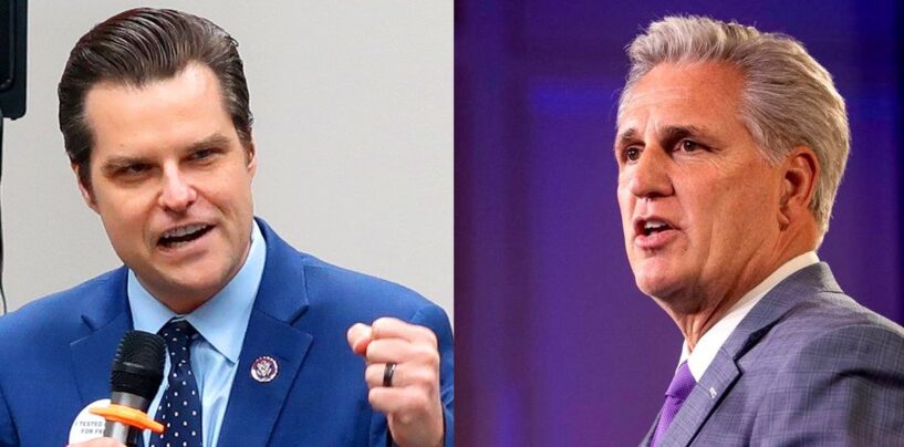 L’hypocrite Matt Gaetz tente d’évincer le président McCarthy pour avoir travaillé avec les démocrates