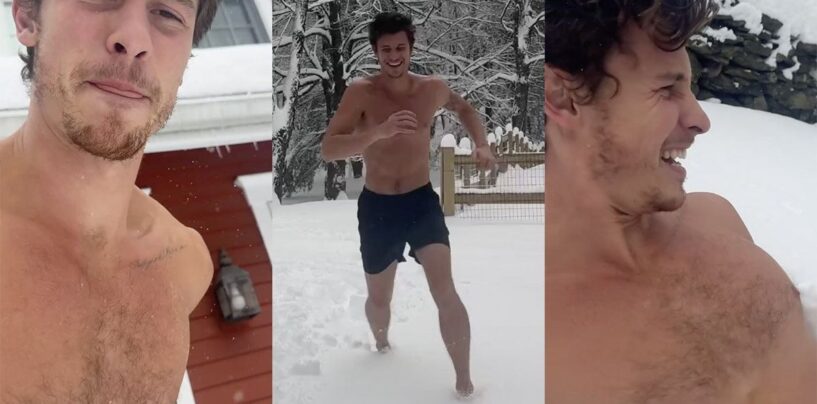 Shawn Mendes gambadant dans la neige avec rien d’autre que ses sous-vêtements nous fait sentir fringant