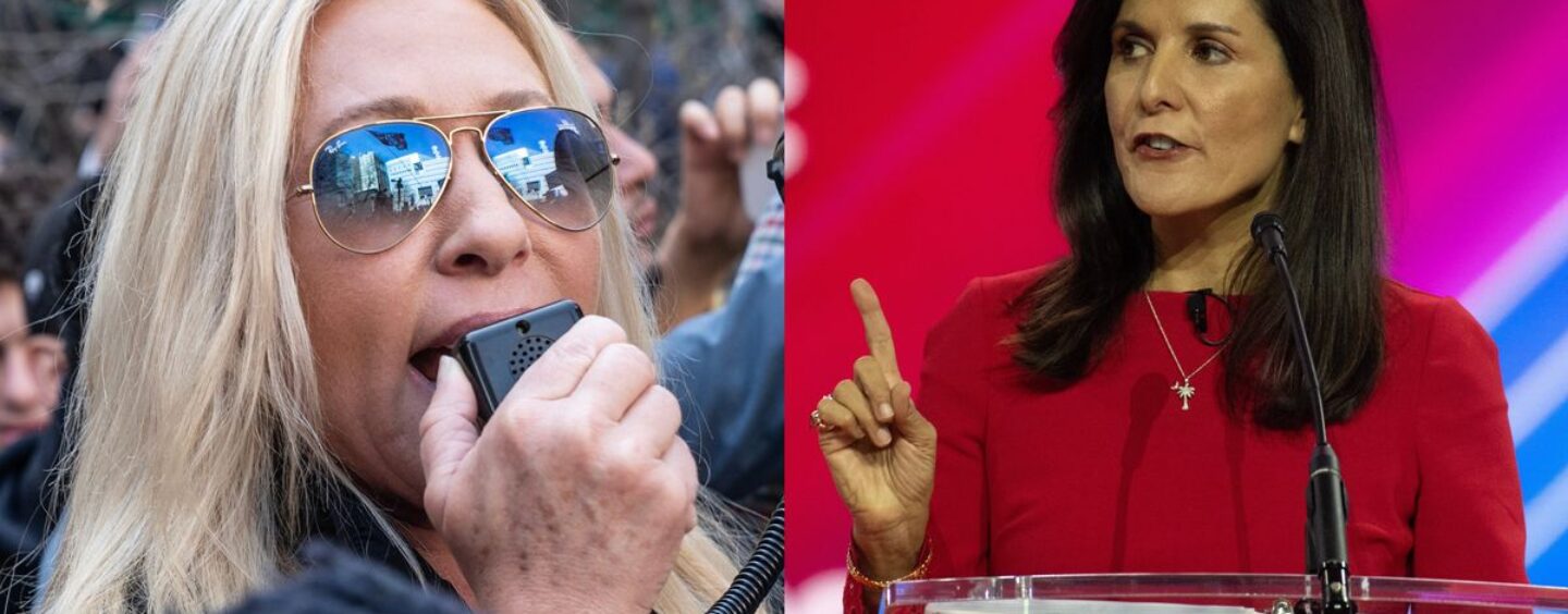 MAGA chérie MTG essaie de manger la sienne en appelant Nikki Haley et ils ressemblent tous les deux à des clowns