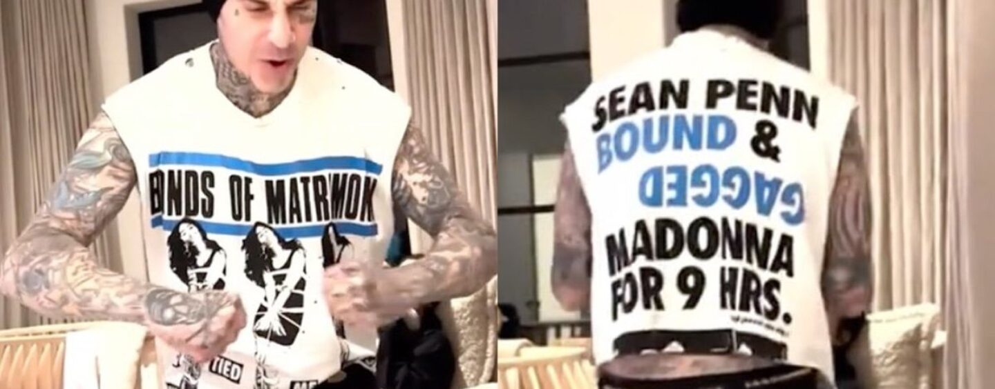 Travis Barker s’en prend à sa chemise, faisant la lumière sur les allégations de violence domestique de Madonna