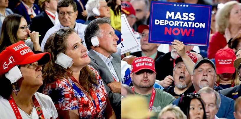 Des pancartes « déportation massive » ont été brandies au RNC après que la femme de JD Vance a parlé de sa famille d'immigrés