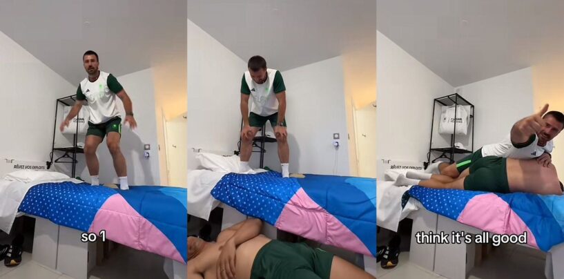 L'équipe olympique irlandaise de rugby teste des lits « anti-sexe » de la manière la plus sexy possible