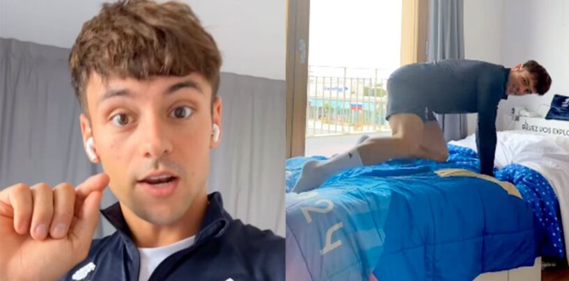 Tom Daley se met à quatre pattes pour tester les nouveaux lits olympiques