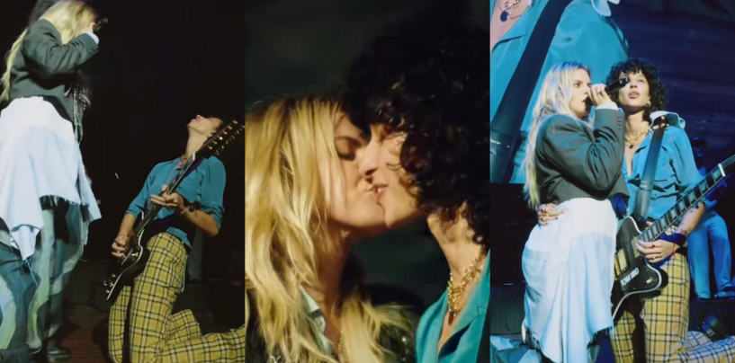 Reneé Rapp et Towa Bird partagent un baiser lors d'un concert au All Things Go Fest et nous crions