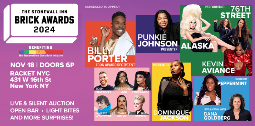Gala des Stonewall Inn Brick Awards en l'honneur de Billy Porter avec Peppermint, Punkie Johnson, Dominique Jackson, Alaska et plus