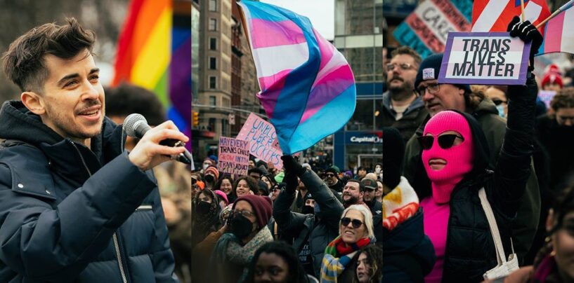 Le rallye pour les jeunes transgenres dépasse la place Union de New York, sur les photos