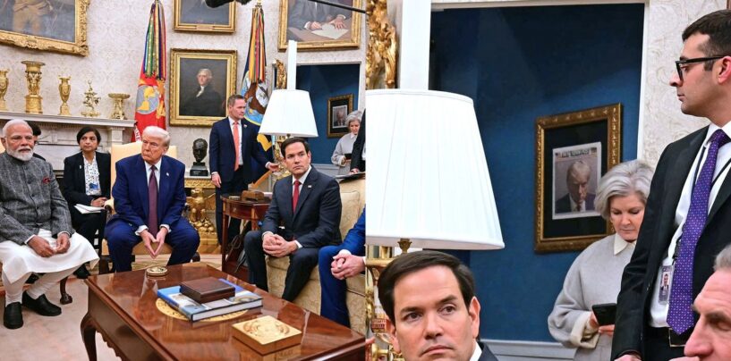 Le criminel Donald Trump chocs en affichant sa tristement taste à l'extérieur du bureau ovale