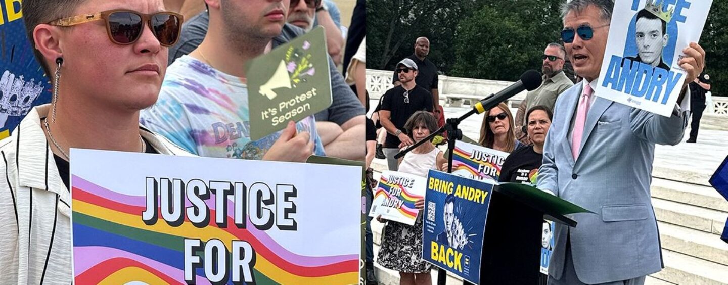 Des centaines de rallye à la Cour suprême exigent que le retour de Trump a disparu la demandeur d'asile gay Andry Hernández Romero