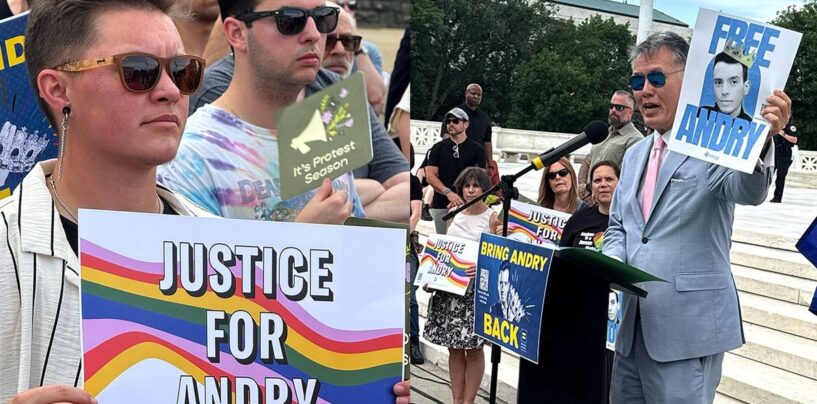 Des centaines de rallye à la Cour suprême exigent que le retour de Trump a disparu la demandeur d'asile gay Andry Hernández Romero