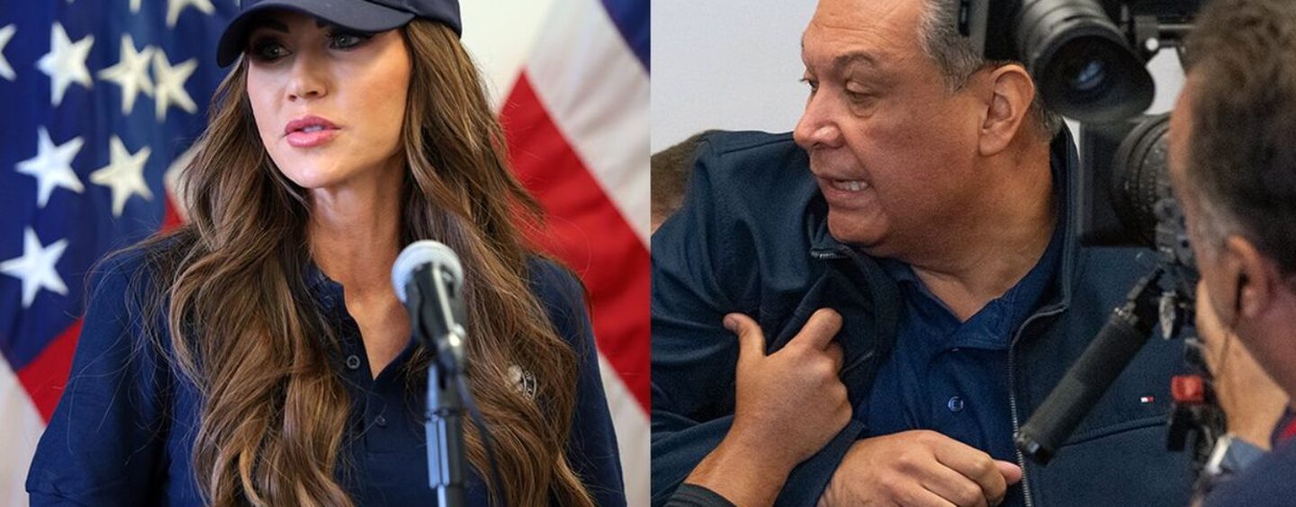 Les agents fédéraux traînent le sénateur américain de Californie de la conférence de presse de Los Angeles de Kristi Noem aux menottes