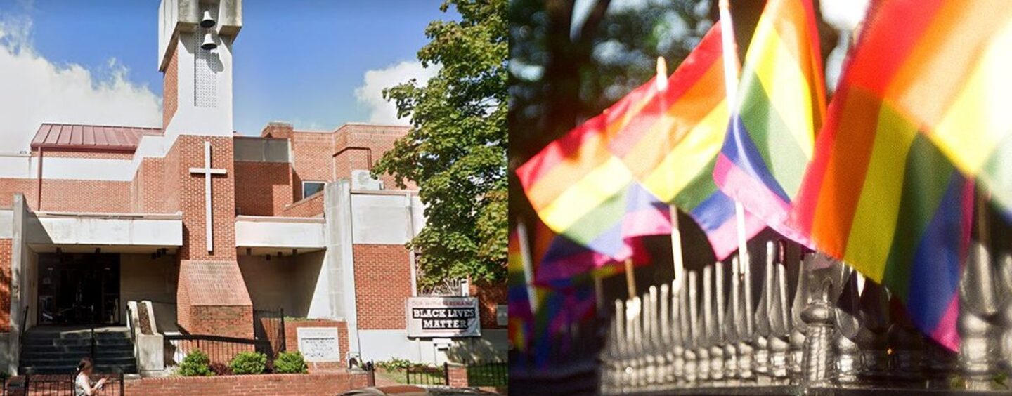 Un couple DC a accroché des drapeaux à l'extérieur pour le mois de la fierté. L'église d'à côté les a coupées