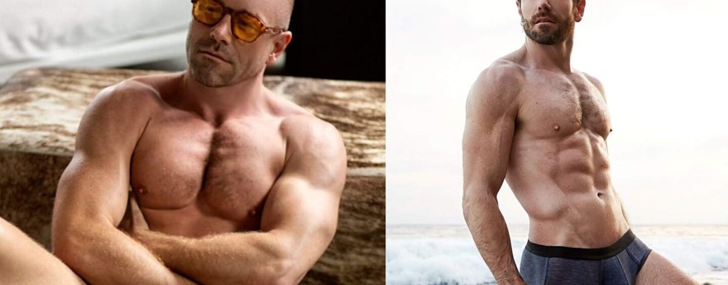 Le renflement de Kit Williamson est pleinement visible dans un slip blanc moulant et les gays bave