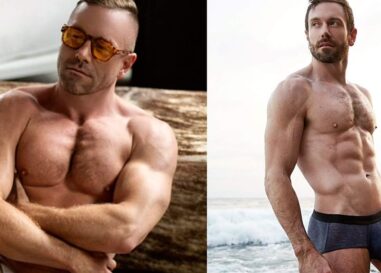 Le renflement de Kit Williamson est pleinement visible dans un slip blanc moulant et les gays bave