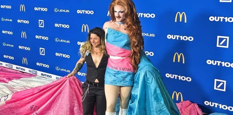 L’énorme drapeau de la fierté trans du parc national devient un moment sur le tapis rouge à Out100