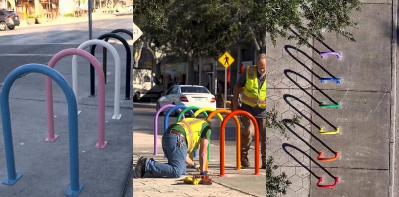 Une ville de Floride installe des supports à vélos Pride après avoir été contrainte de supprimer les passages pour piétons arc-en-ciel