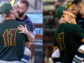 Un lanceur de baseball et un frappeur s'embrassent lors d'une soirée Heated Rivalry à Portland